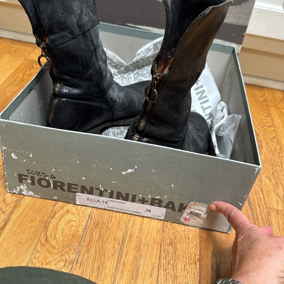 Fiorentini + Baker Distressed Ella Black Moto Boots - Picture 8 of 12